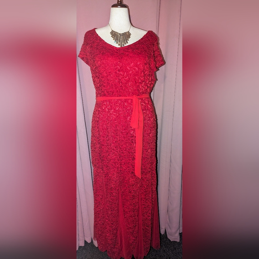CANDALITE Chic Red Lace with a Touch of Sparkle Maxi Dress 3x